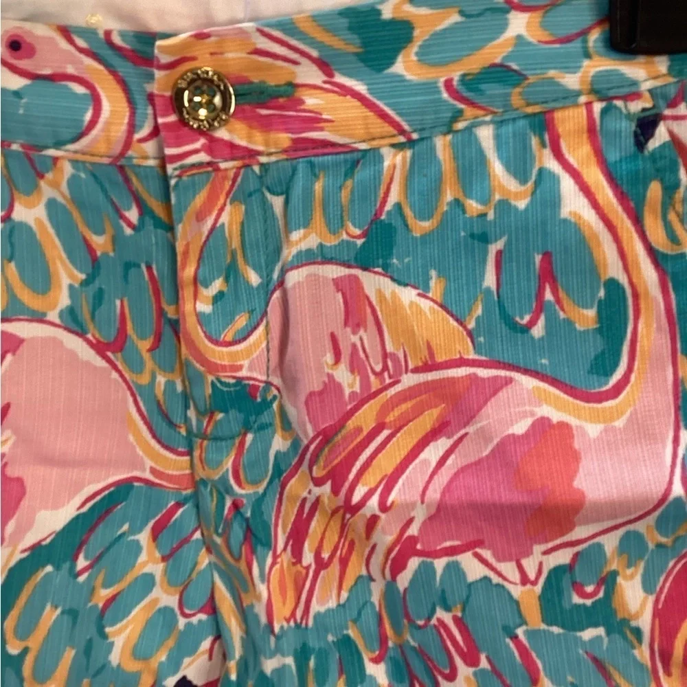 LILLY PULITZER BUTTERCUP FLAMINGO SHORTS SIZE 0 (WAIST MEASURES 30